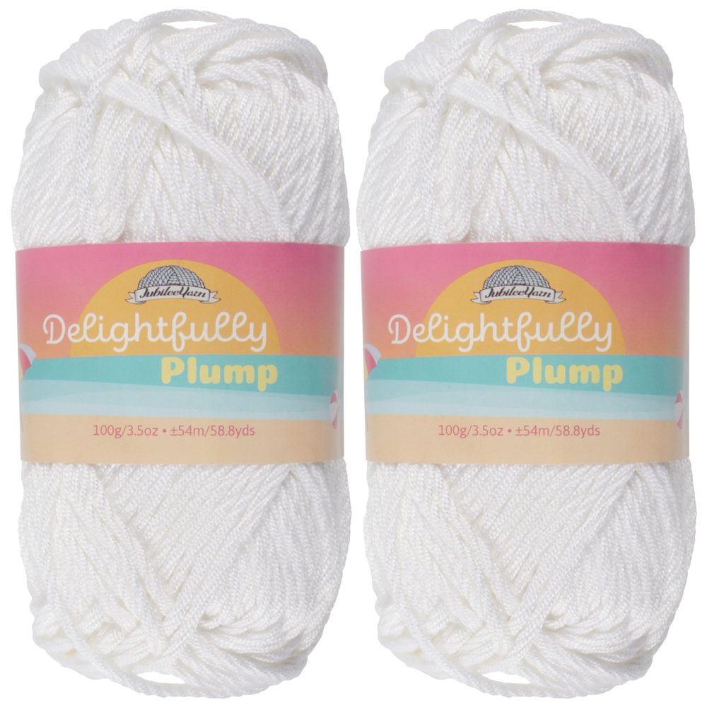 JubileeYarn Delightfully Plump Yarn - 100g/Skein Super Chunky Bamboo Rayon - Frost White - 2 Skeins