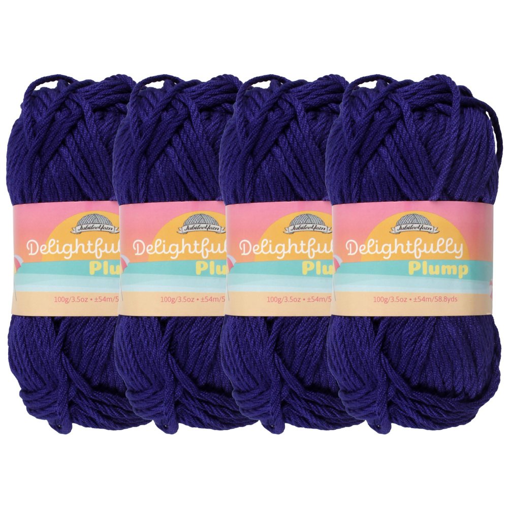 JubileeYarn Delightfully Plump Yarn - 100g/Skein Super Chunky Bamboo Rayon - Romantic Midnight Blue - 4 Skeins