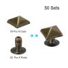 uxcell 50 Sets Spike Rivet, 7mm Pyramid Rapid Rivet Studs Square Punk Spikes Leathercraft Decoration for Clothing Belts Bags Shoes, Bronze Tone view 3