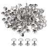 uxcell 100 Sets Leather Rivets, 9mm Double Cap Rivets 12mm Height Metal Studs Rivet for Leather Craft Repair DIY Purse Belts Bags Shoes, Silver Tone view 1