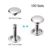 uxcell 100 Sets Leather Rivets, 9mm Double Cap Rivets 12mm Height Metal Studs Rivet for Leather Craft Repair DIY Purse Belts Bags Shoes, Silver Tone view 3