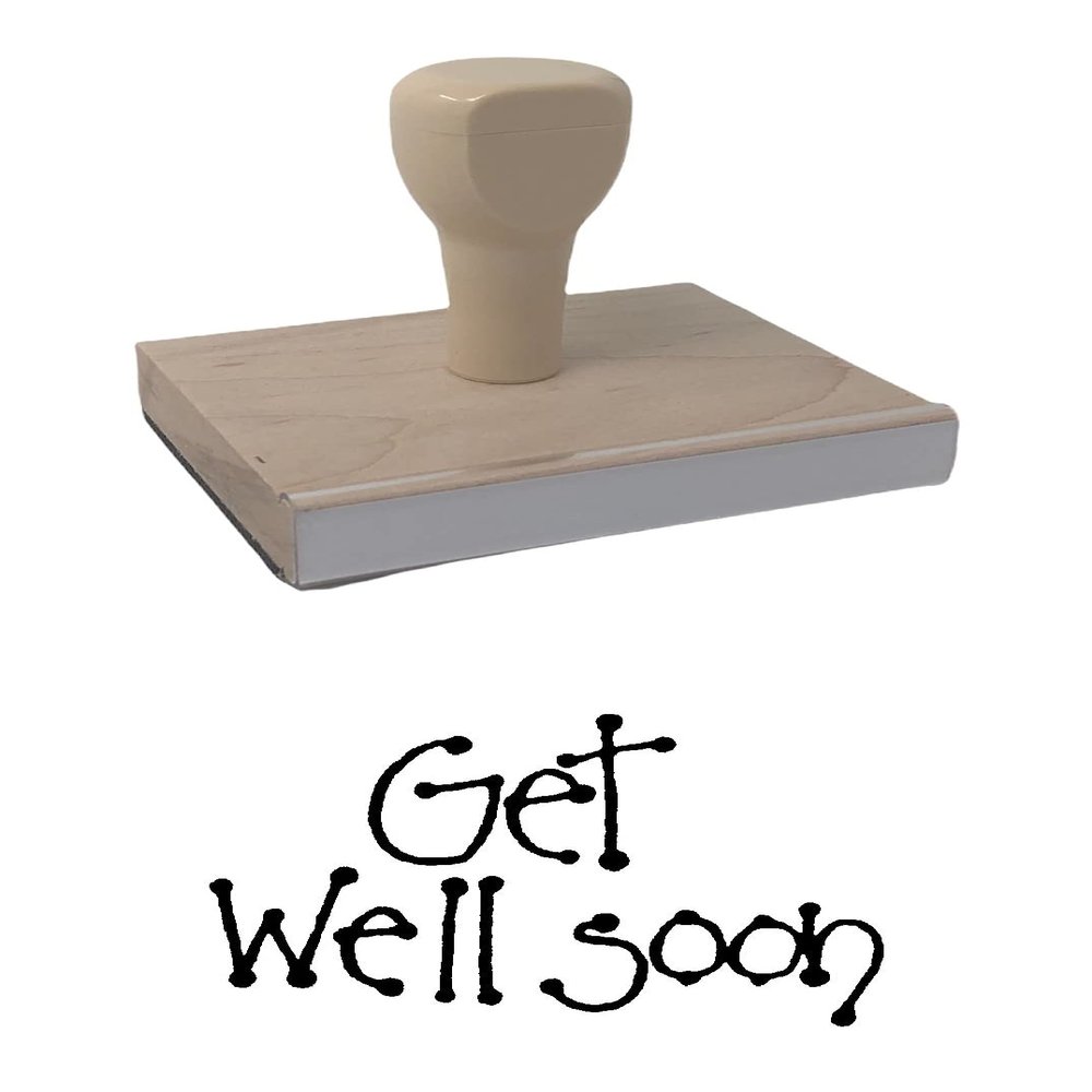 Hampton Studios Get Well Soon Rubber Stamp, 2 X 3 Wood Stamp