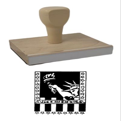 Hampton Studios Liberty Rubber Stamp, 4 X 3 Wood Stamp
