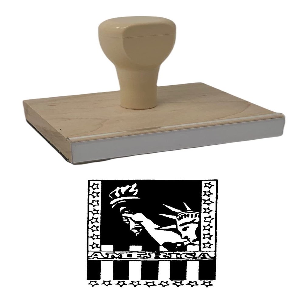 Hampton Studios Liberty Rubber Stamp, 4 X 3 Wood Stamp