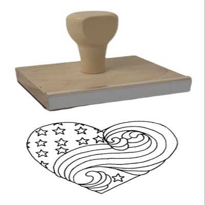 Hampton Studios Heart Wave Rubber Stamp, 3 X 4'' Wood Stamp