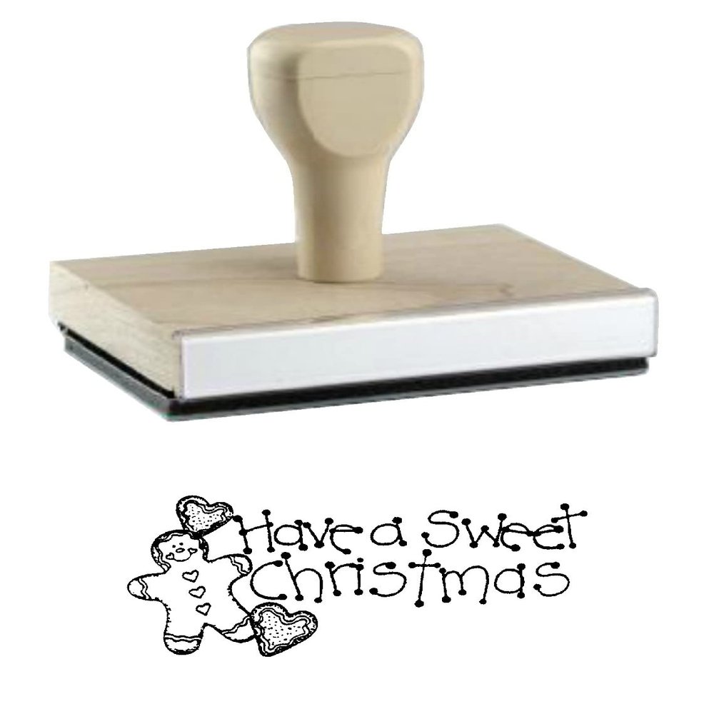 Hampton Studios Have a Sweet Christmas Rubber Stamp, Wood, Natural, 1 X 2''