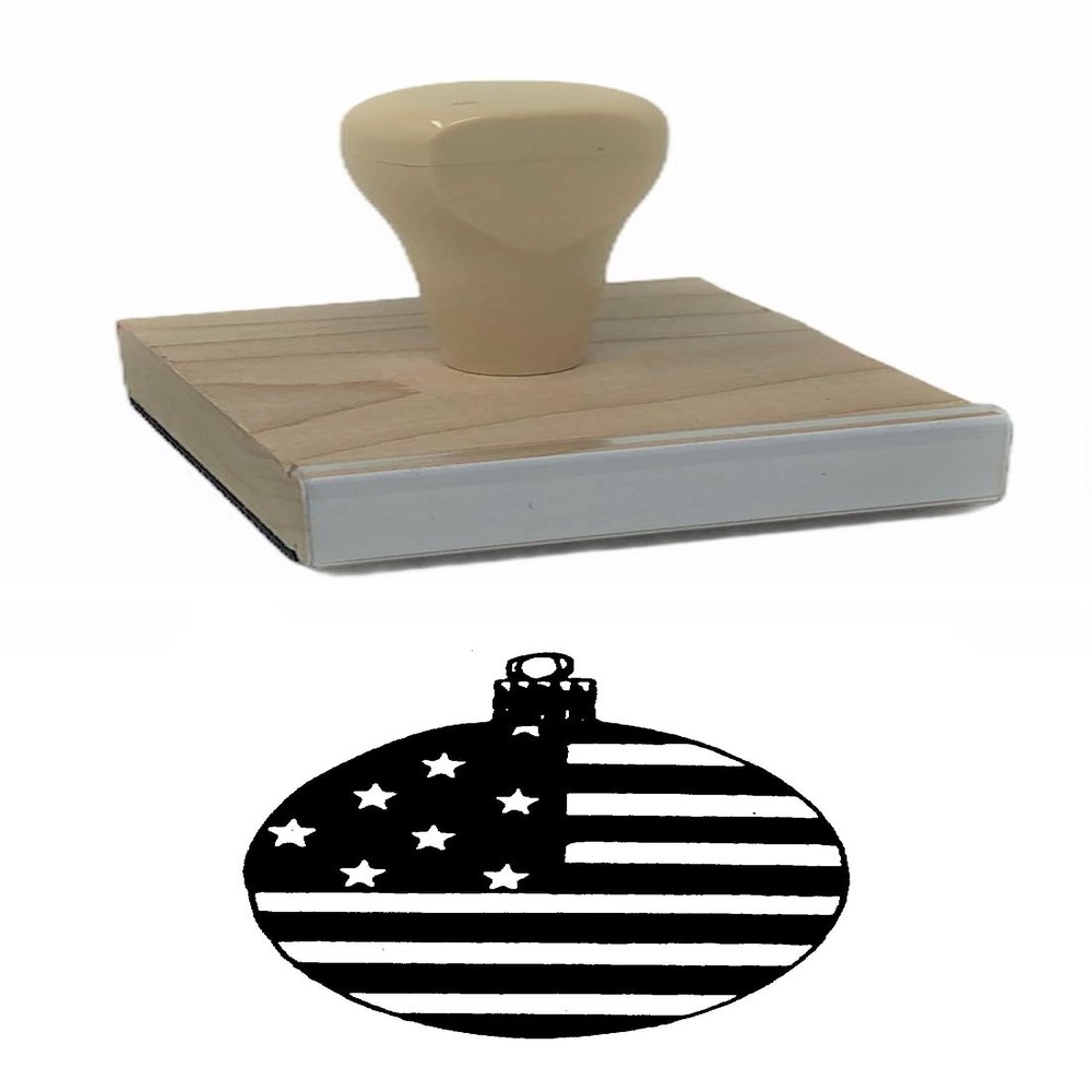 Hampton Studios Flag Ornament Lg Rubber Stamp, 2 X 2 Wood Stamp