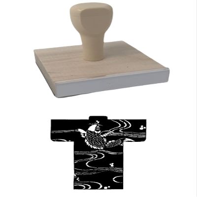 Hampton Studios Koi Kimono Rubber Stamp, 4 X 4'' Wood Stamp