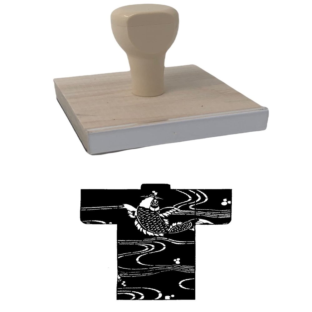 Hampton Studios Koi Kimono Rubber Stamp, 4 X 4'' Wood Stamp