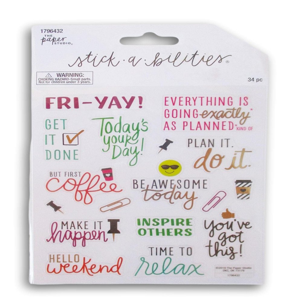 Be Awesome, Weekend, Relax Motivational Stickers - 34 Pieces