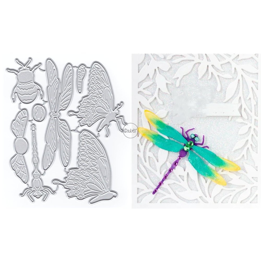 DzIxY Cute Insect Butterfly Metal Cutting Dies for Card Making Embossing Paper Die Cuts Sets Album Scrapbooking Templates Stencils Storage Pockets