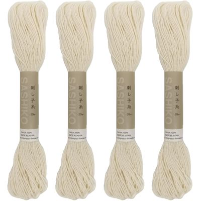 Olympus Sashiko Thread 20m(21.8yds) 4skeins Set 100% Cotton (Natural #02)