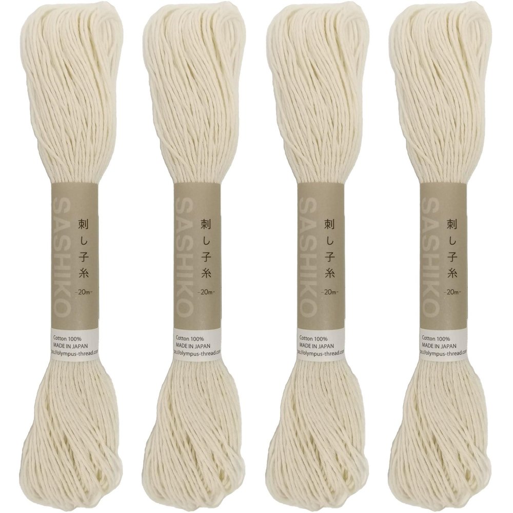 Olympus Sashiko Thread 20m(21.8yds) 4skeins Set 100% Cotton (Natural #02)