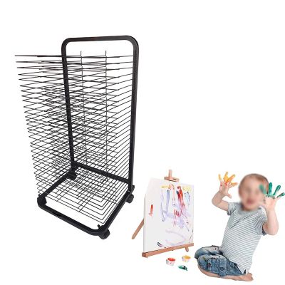 Home Painting Drying Rack for Kids, Space Saving Rack, Black, Easy to Assemble, Swivel Casters, Store Student Watercolors, Painting, for Classroom/Home