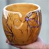 Lichtenberg Figure Yarn Bowl - Handmade Wooden Yarn Bowl for Knitting Yarn Ball Holder - Yarn Bowls with Holes Crochet Bowl Holder - Yarn Storage Bowl 7" x 4" inches (Sky-Blue-A) view 2