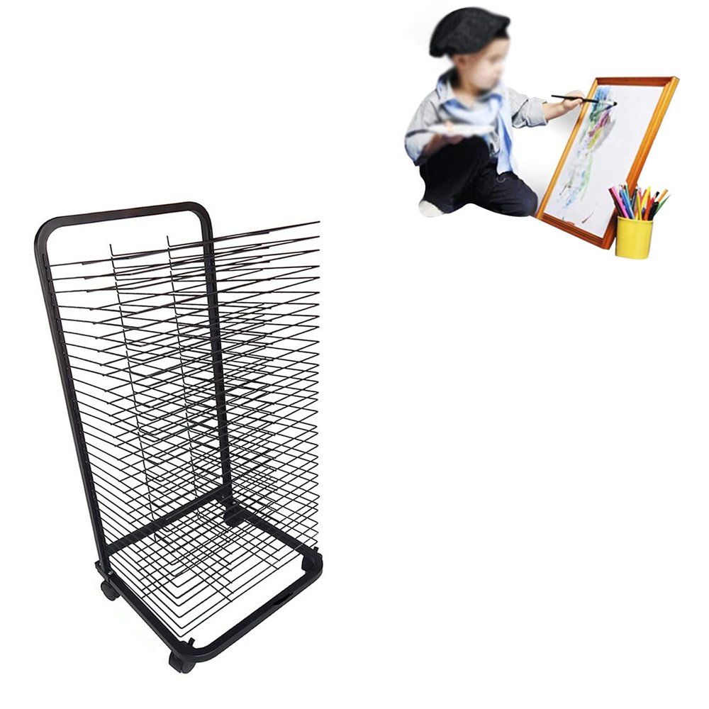 ROFBIHG Art Drying Rack for Classroom, Canvas Rack Art Storage, Multi-Layer Removable Tray, Easy Access, Silent Wheels with Brakes, for Classrooms, Art Studios and Home Use