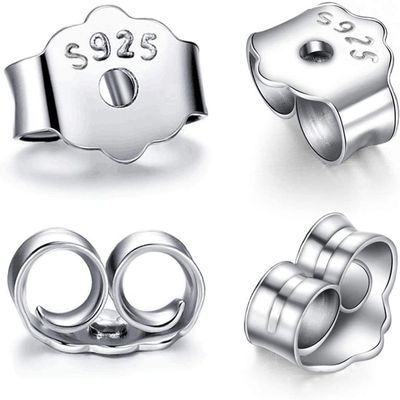 HOLLOSPORT Hollosport S925 Sterling Silver Earring Backs Replacements for Studs, 12Pcs/6Pairs Pierced Backings Secure Posts, Hypoallergenic Safety Locking Butterfly Ear Ring Stoppers 5.9x5.4x3.3mm