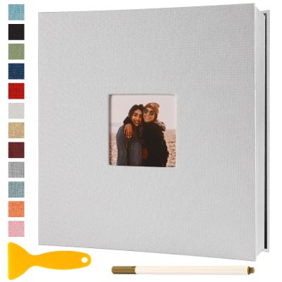 Photo Album Self Adhesive Pages Scrapbook Magnetic Photo Albums for 4x6 5x7 8x10 Pictures Sticky Pages Books for Baby Family Wedding 11x10.6 White 60 Pages