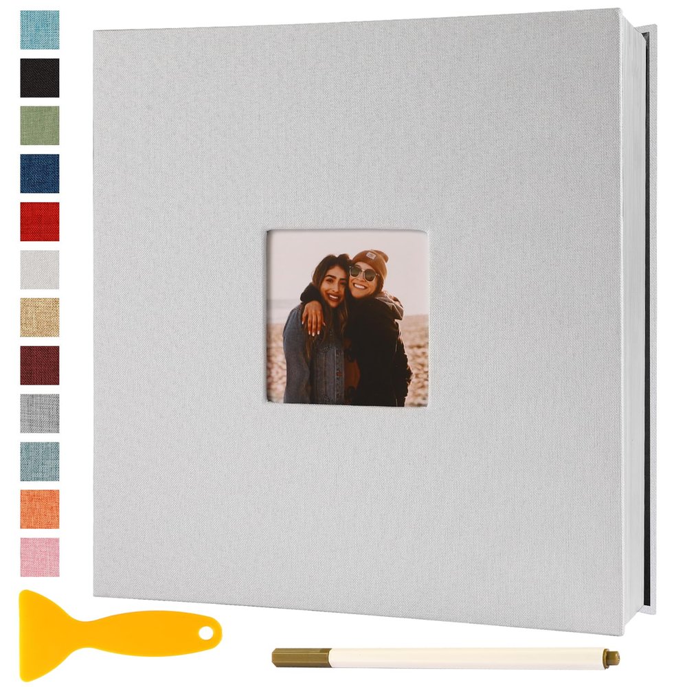 Photo Album Self Adhesive Pages Scrapbook Magnetic Photo Albums for 4x6 5x7 8x10 Pictures Sticky Pages Books for Baby Family Wedding 11x10.6 White 60 Pages