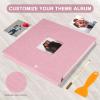 Photo Album Self Adhesive Pages Scrapbook Magnetic Photo Albums for 4x6 5x7 8x10 Pictures Sticky Pages Books for Baby Family Wedding 11x10.6 Pink 60 Pages view 4