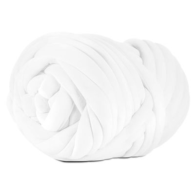 SOJITEK 2.2 LBS of Super Soft Velvet Bulky Yarn for Hand Knitting Blanket, Pillows, Handbag, DIY, White, 36 Yards, Arm Knitting Yarn for Chunky Braided Knot Throw Blanket, Weave Craft Crochet
