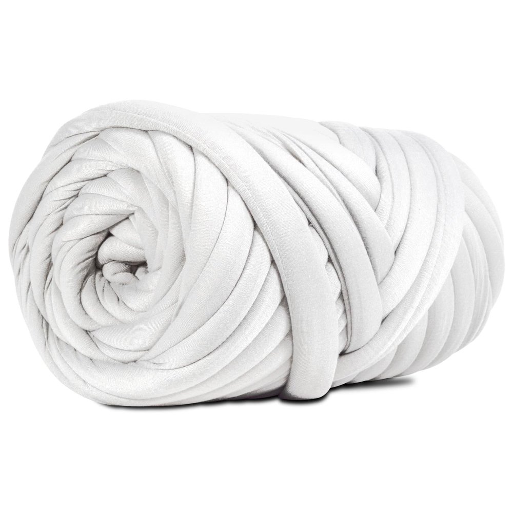 SOJITEK, DIY, 2.2 LBS of Soft Polyester Bulky Yarn for Hand Knitting Blanket, Pillow, Handbag, Ivory, 41.5 Yards, Arm Knitting Yarn for Chunky Braided Knot Throw Blanket, Weave Craft Crochet
