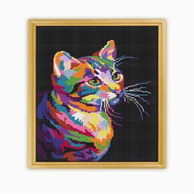 Cat Abstract Animal CS872-2 - Counted Cross Stitch Pattern. Only Printed Pattern Inside. No Fabric, Threads, Needles, Hoops.
