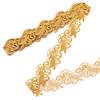 NBEADS 4.37 Yards Gold Embroidery Polyester Ribbons, 2.6 Inch Wide Adhesive Goldenrod Lace Trim Iron on Metallic Flower Lace for Sewing Costumes Gowns Home Decor Garment Accessories view 1