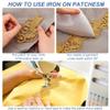 NBEADS 4.37 Yards Gold Embroidery Polyester Ribbons, 2.6 Inch Wide Adhesive Goldenrod Lace Trim Iron on Metallic Flower Lace for Sewing Costumes Gowns Home Decor Garment Accessories view 3