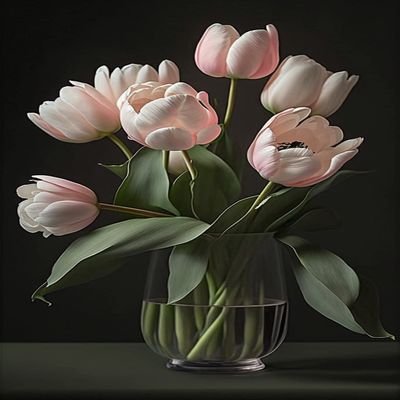 Tulip Flower Arrangement Diamond Painting Kits - Plant Flowers, for Beginners, Full Circle Gemstone Crystal Art Cross Stitch Kit, for Wall Decor & Store Decor Gifts (8 X 12 Inch)