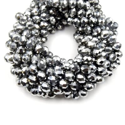 Chinese Crystal Beads | Metallic Rondelle Shaped Crystal Beads | Silver | 10mm Silver 10mm