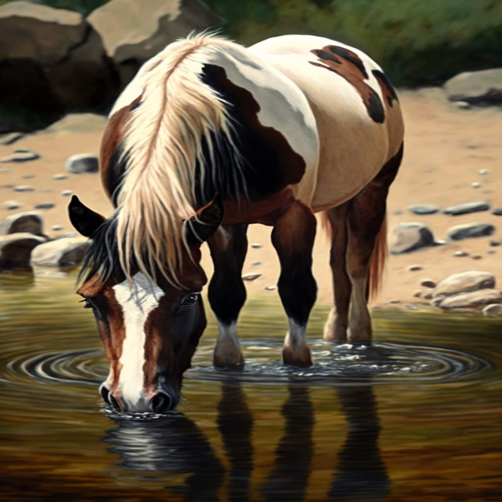 Stream Horse Diamond Painting Kits - Rest Time, Chic Full Round Fine Rhinestones Cross Stitch Kit, for Adults and Kids, for Room Decor and Home Decor (18 X 25 Inch)
