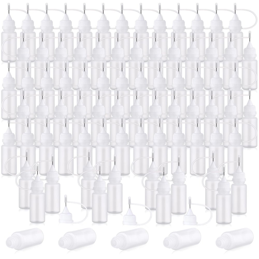 Zhehao 100 Pcs 10 ML Metal Applicator Bottle, Mini Glue Bottle for DIY Craft, Acrylic Painting, Quilling, Art Projects(White)