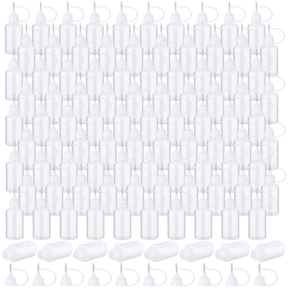 Zhehao 100 Pcs Precision Needle Tip Glue Applicator Bottles 30 ml/ 1 oz Translucent Glue Bottles Narrow Tip Applicator Bottle Plastic Liquid Dropper for DIY Quilling Craft Acrylic Painting(White)