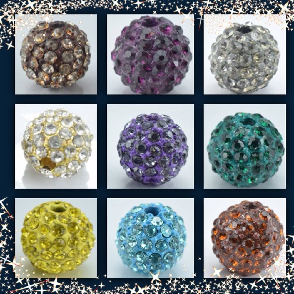Rhinestone Shamballa Beads 8mm/10mm/12mm Bling Ball Rhinestone Beads for Rhinestone Jewelry, Bracelet Beads
