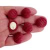 PEPPERLONELY 50PC Corduroy Fabric Cloth Covered Round Flat Back Buttons 15mm, Red view 1