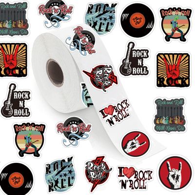 500 Pcs Rock Sticker Aesthetic Round Seal Label Self-Adhesive Stickers for Christmas Halloween Party Decoration for Scrapbooking Envelopes Water Bottles(Fashion Pattern 10)