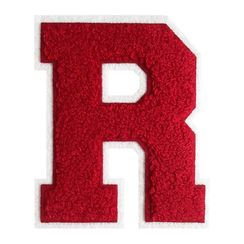 4-1/2" Letterman Jacket Patches Red Chenille Letter Patch Iron on Letters Patch Varsity Letter Patches for Clothing (red-R)