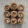 9Pcs Wooden Stamp Set, Animals Foot Print Stamp Handmade Kids Girls Painting Animals Paw Stamp Animal Track Stamps for Journals Clay Planner, Style C S 2.5-3.5cm view 4