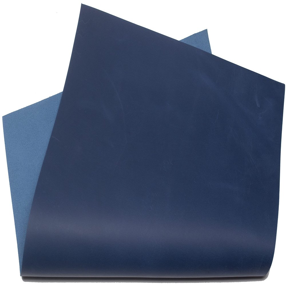 Crazy Horse Cowhide Leather 1.6 mm Thick Pull-Up Genuine Leather Sheets for Crafts (A2 (420 x 594 mm), Blue, 1)