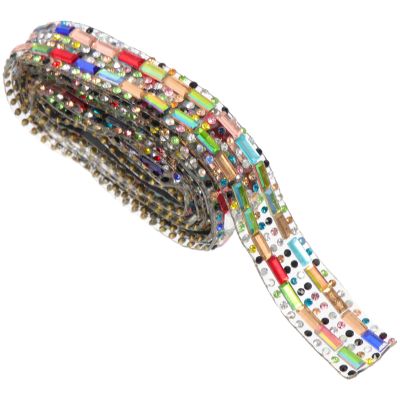 EXCEART 1roll Self-Adhesive Rhinestone Ribbon for Crafts Trim Wear-Resistant Rhinestone Decor for Clothes Shoes Bags and Wedding Decorations