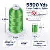Simthread 5500Yds Embroidery Thread, 5000M High-Yardage 40WT 100% Polyester Thread 170+ Vivid Colors, High-Speed Rated Compatible with Brother, Singer, Janome & More - Christmas Green S039 view 2