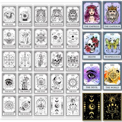 GLOBLELAND Tarot Theme Pattern Clear Stamps Vintage Style Transparent Stamps Stars Constellations Witches Silicone Stamp Seals for DIY Scrapbooking