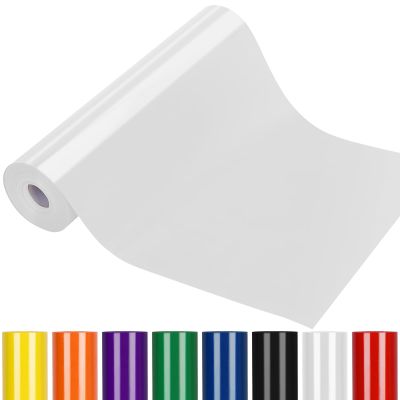 Heat Transfer Vinyl White Iron on Vinyl-12"x 50 FT White HTV Vinyl Roll T-Shirt, HTV Heat Transfer Vinyl for Cricut & Cameo, Heat Press Machines, Easy to Cut