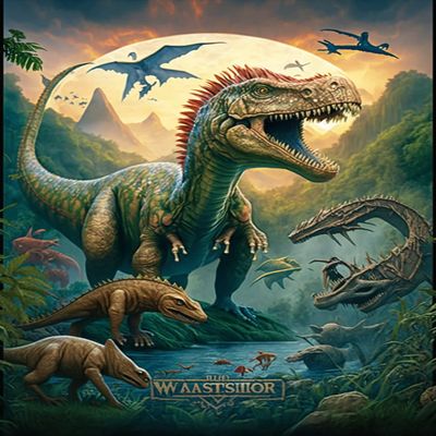 Diamond Painting Kits Animals World - Fierce Dinosaurs, 5D Full Round Gemstone Crystal Crafts, for Adults and Kids, Gifts for Room Decor & Living Room Decor (12 X 16 Inch)