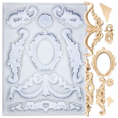 Art Mold for Polyclay Air Dry Clay Plaster, Wreath and Frame