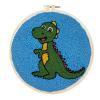 Smaller Punch Needle Embroidery Starter Kits 15cm for Kids and Adults Beginners with Punch Needle Tool,Threader, Stamped Fabric Embroidery,Hoop,Dinosaur Yarn Rug Punch Needle view 1