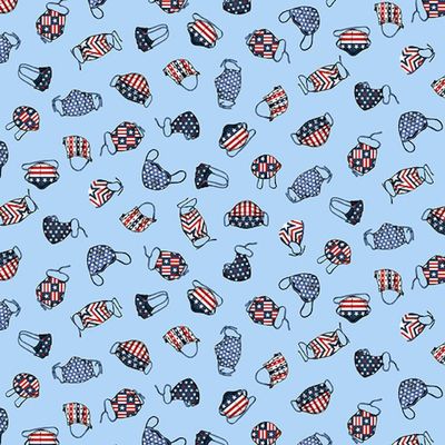 FlashPhoenix Quality Sewing Fabric Essential Heroes Face Masks Light Blue Cotton Fabric Size; 36 x 44 by The Yard