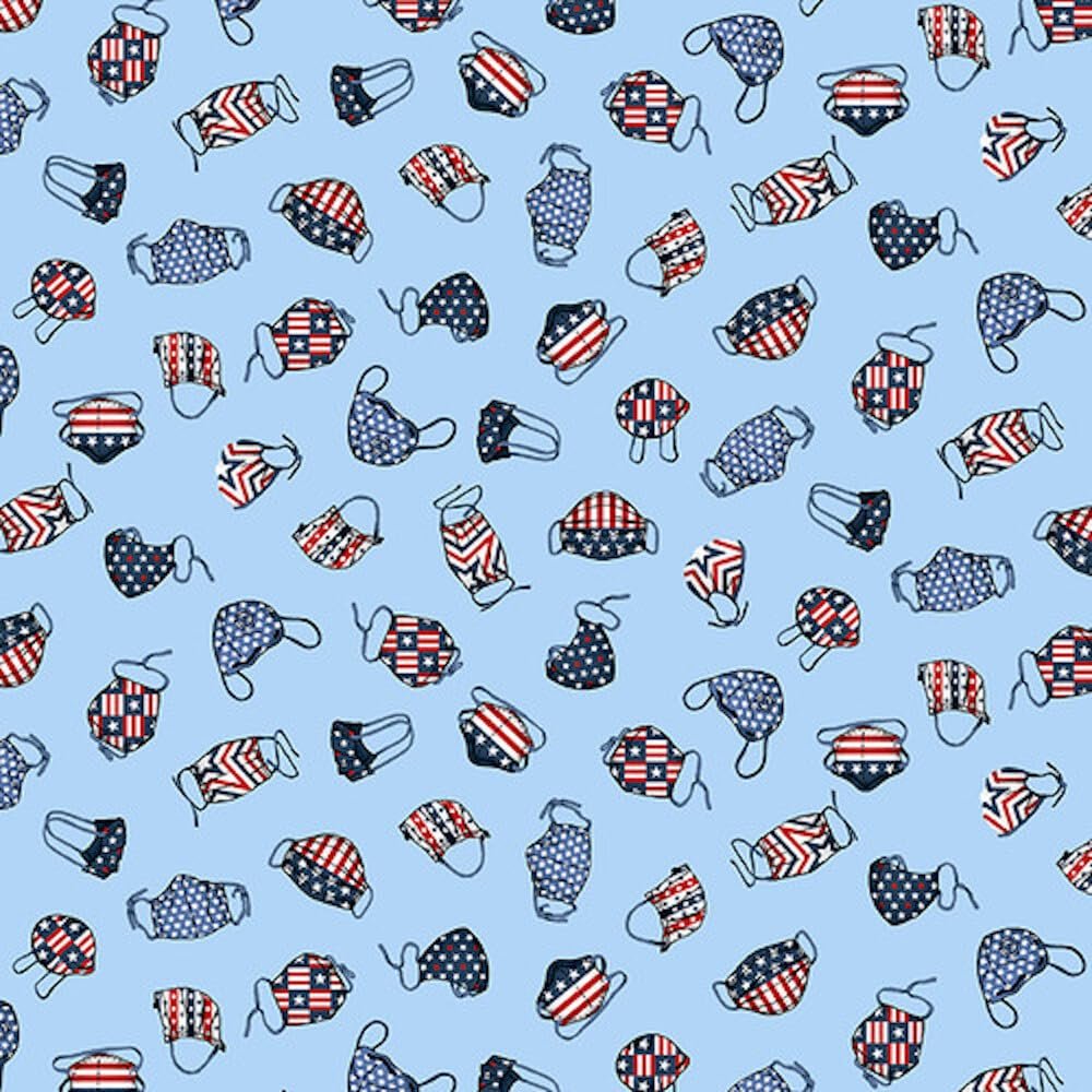 FlashPhoenix Quality Sewing Fabric Essential Heroes Face Masks Light Blue Cotton Fabric Size; 36 x 44 by The Yard