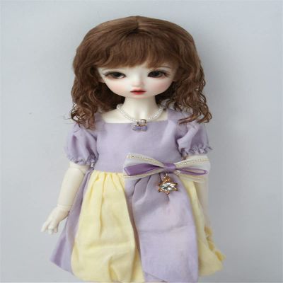 Jusuns Mohair Doll Wigs JD693 6-7inch 16-18cm 1/6 Short Mini Wave YOSD BJD Hair (Blend Brown M4+M11)